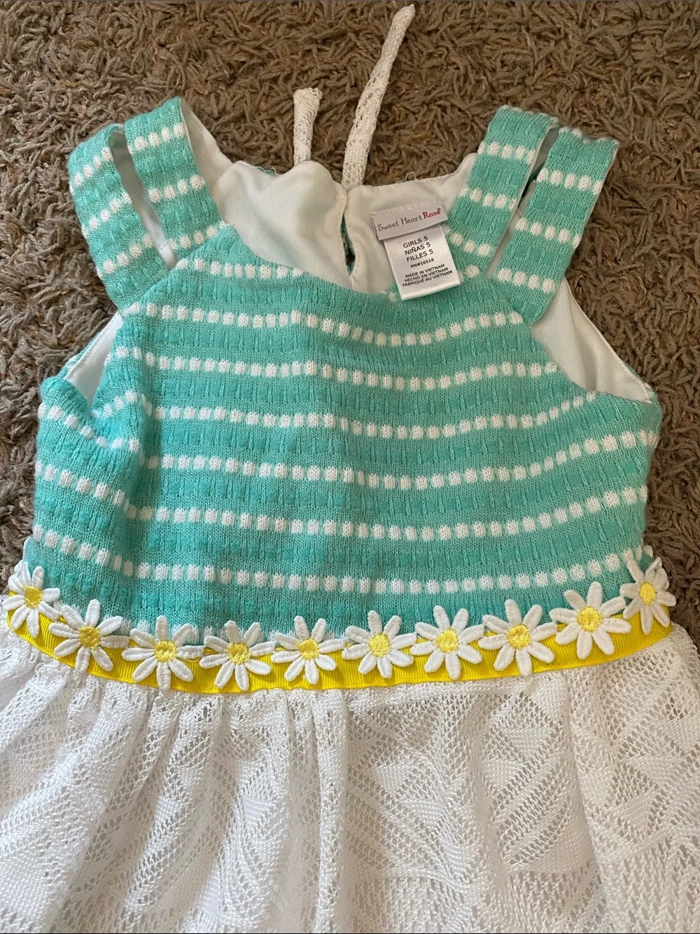 Sweet Heart Rose Aqua and White Daisy-Trim Formal Dress/ 5